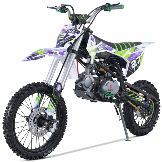 AT DB-T017 DB27 125cc Dirt Bike with 4-speed Manual Transmission, Kick start, Hydraulic Disc Brake! Big 17"/14" Wheels!