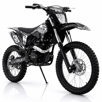 AT Knight 250 Dirt Bike with LED Headlight, 5-Speed Manual Transmission, Electric/Kick Start! Big 21"/18" Wheels! Zongshen Brand Engine!
