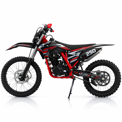 AT Knight 250 Dirt Bike with LED Headlight, 5-Speed Manual Transmission, Electric/Kick Start! Big 21"/18" Wheels! Zongshen Brand Engine!