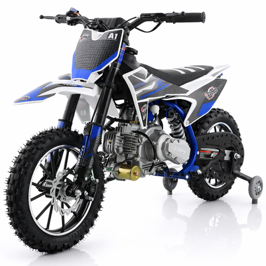 AT Hawk 60 Dirt Bike with CVT Transmission, Electric Start, Disc Brake! 10" Wheels! With Free Training Wheels!