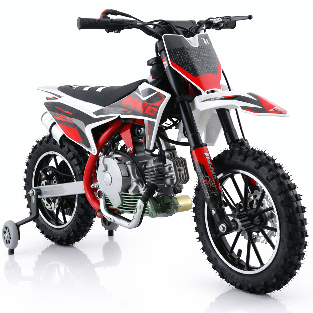 AT Hawk 60 Dirt Bike with CVT Transmission, Electric Start, Disc Brake! 10" Wheels! With Free Training Wheels!